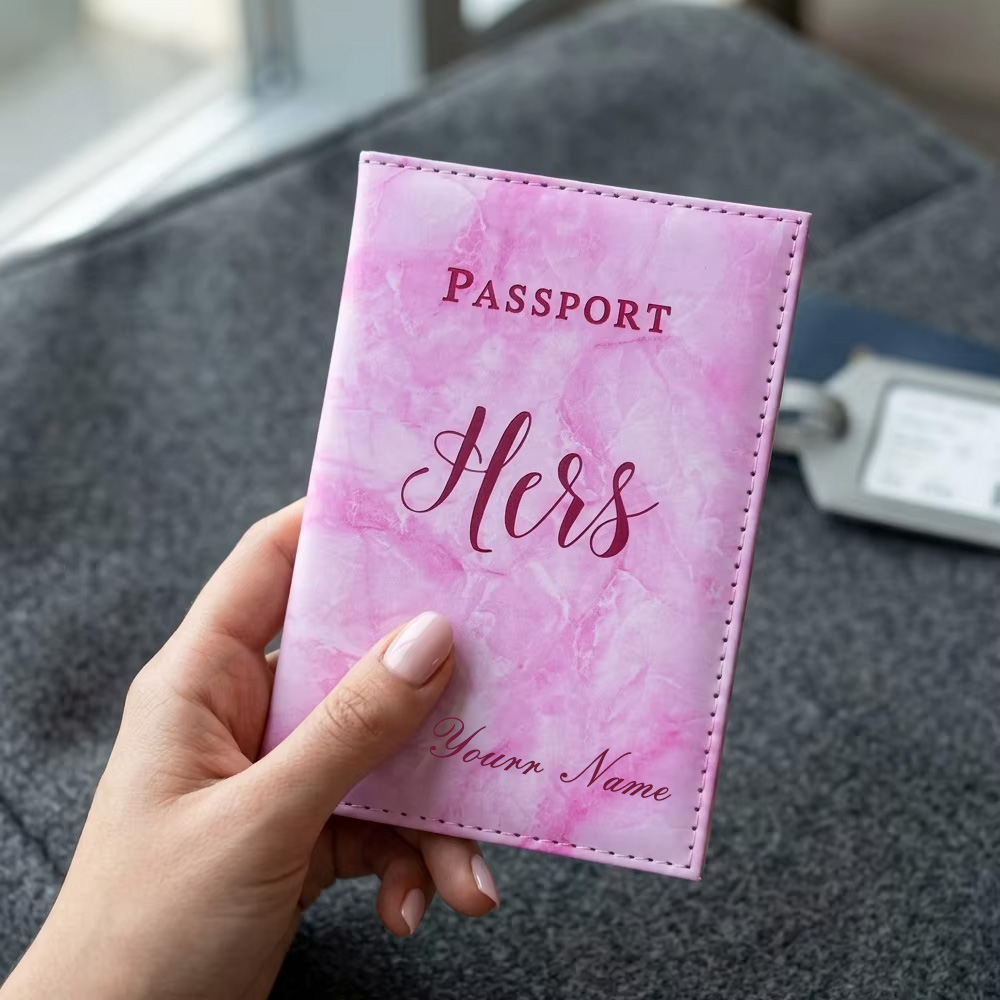 Travel Accessories Gifts For Her - Couverture de passeport personnalisée en marbre,