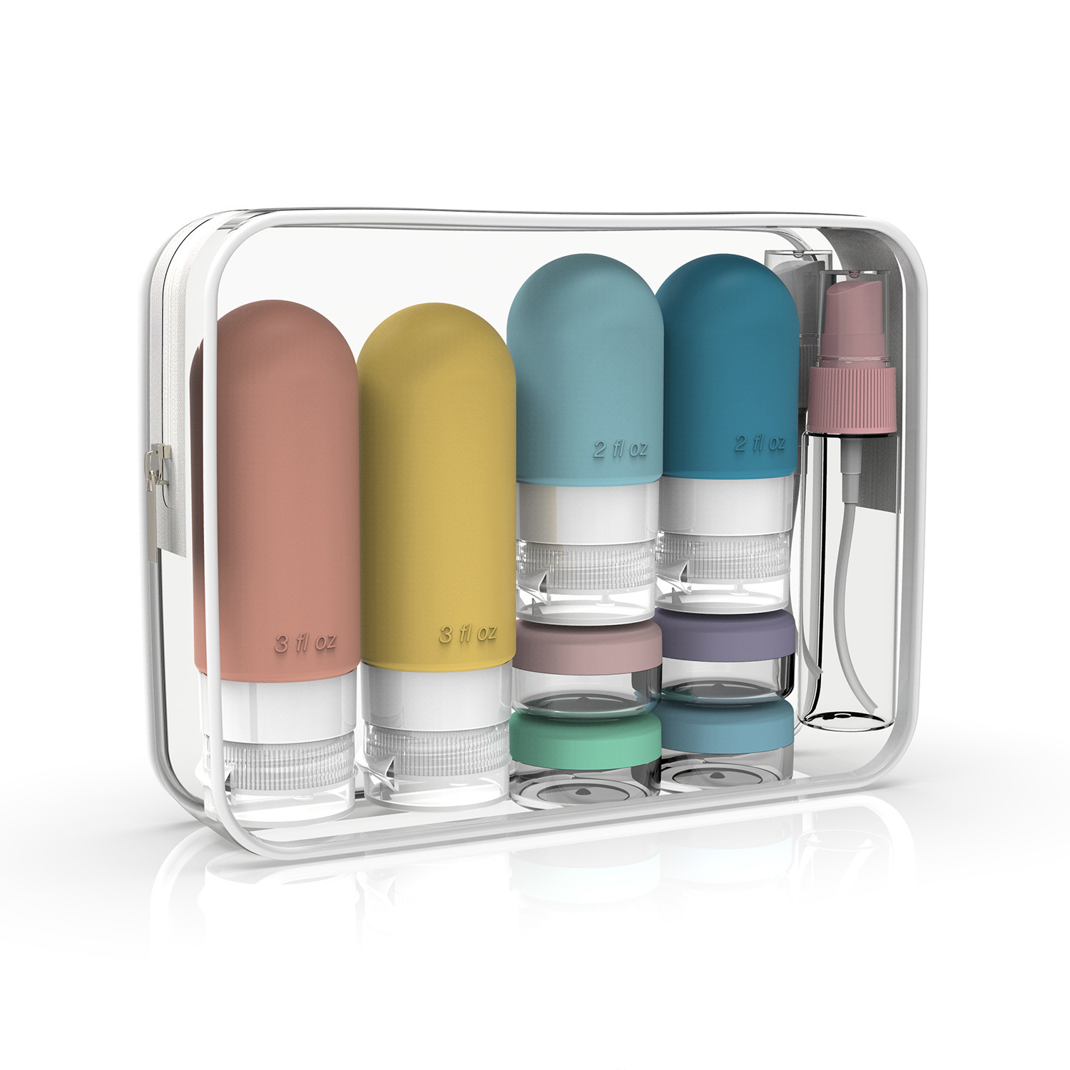 Toiletry Bag Tsa - Lot de 16 bouteilles de voyage